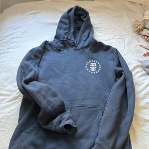 Navy Blue Hoodie with White Logo